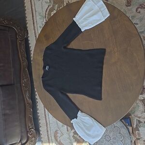 Maeve Black and Cream Bell Sleeve Sweater